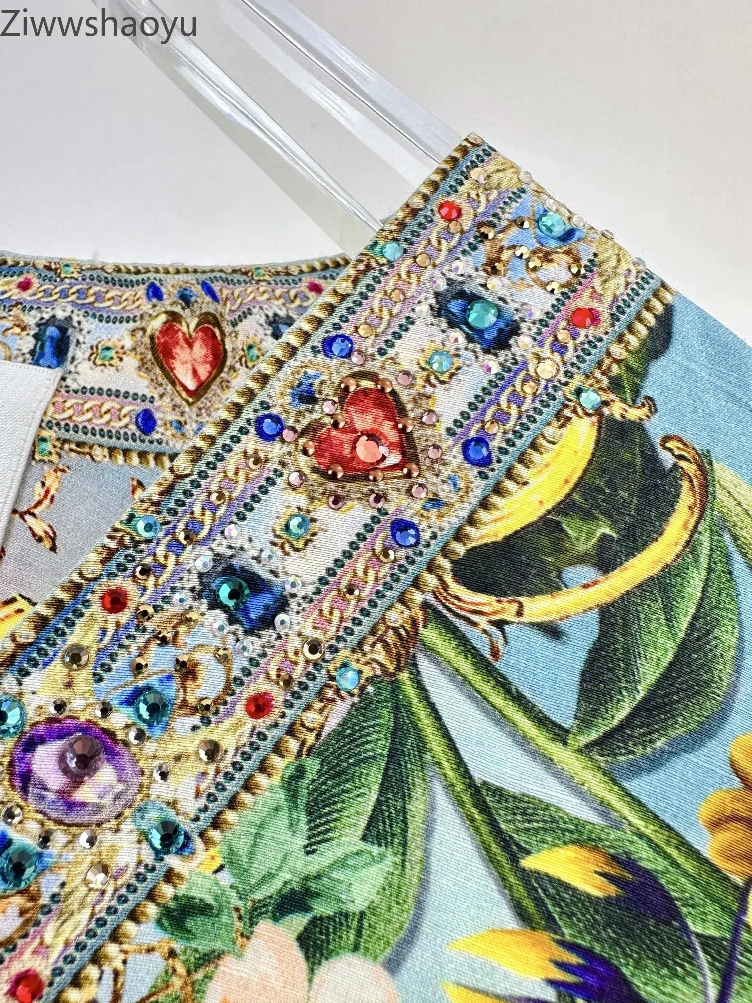 High Quality Autumn Women Fashion Runway Designer Silk Linen Beaded